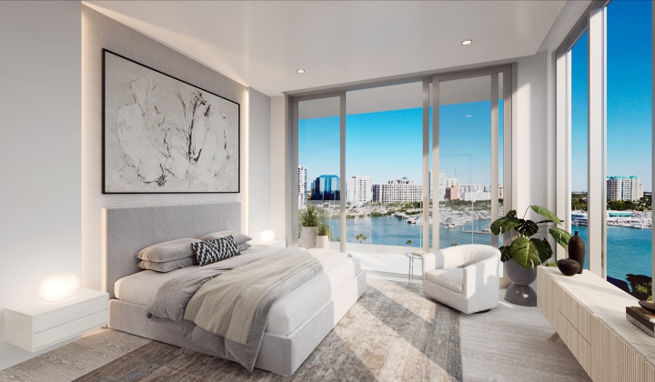 East View Rendering of Bedroom at Peninsula Sarasota