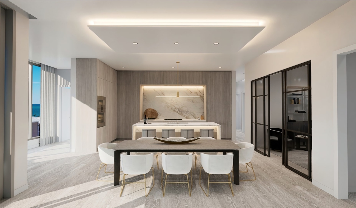 Rendering of Kitchen and Dining Room at Peninsula Sarasota