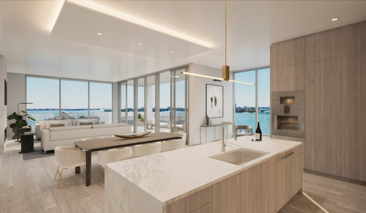 Rendering of Living Room at Peninsula Sarasota