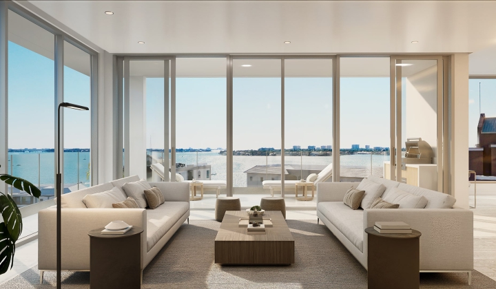 Rendering of Peninsula Sarasota Living Room Facing West