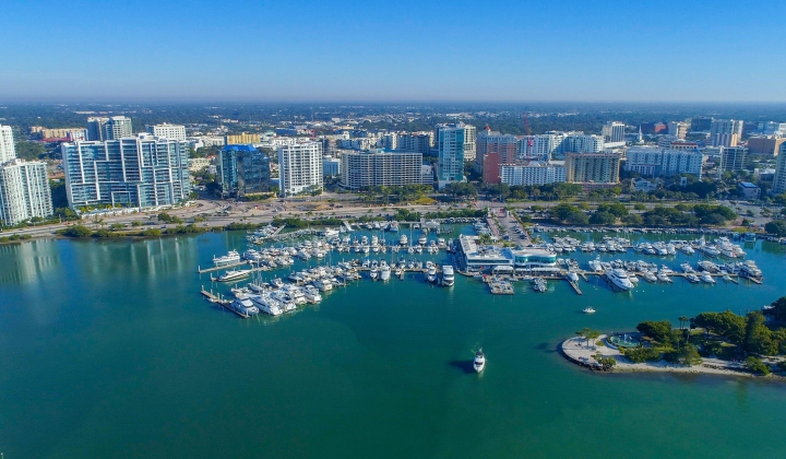 Aerial View of the Marina on the Sarasota Peninsula