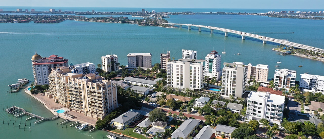 aerial image of the sarasota inlet