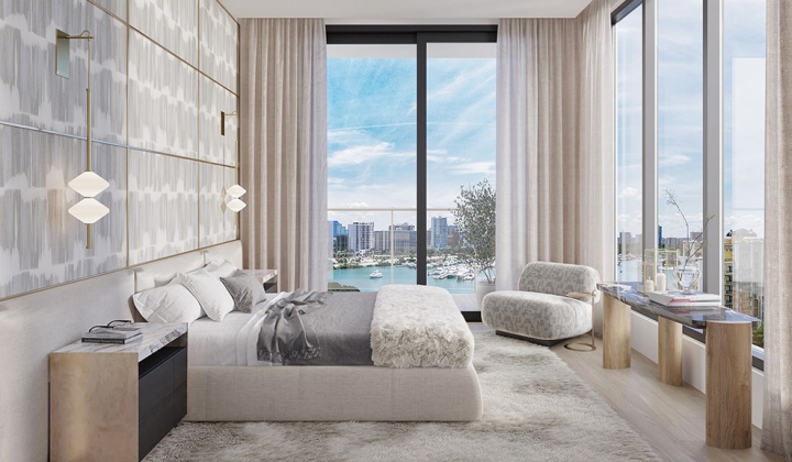 rendering of peninsula sarasota penthouse bedroom