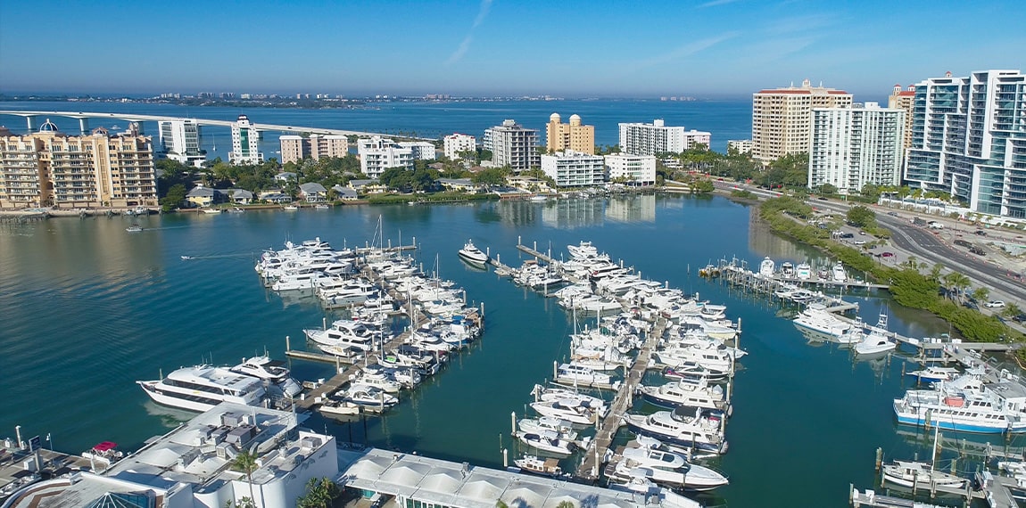 Aerial view of Marina Jacks in Sarasota