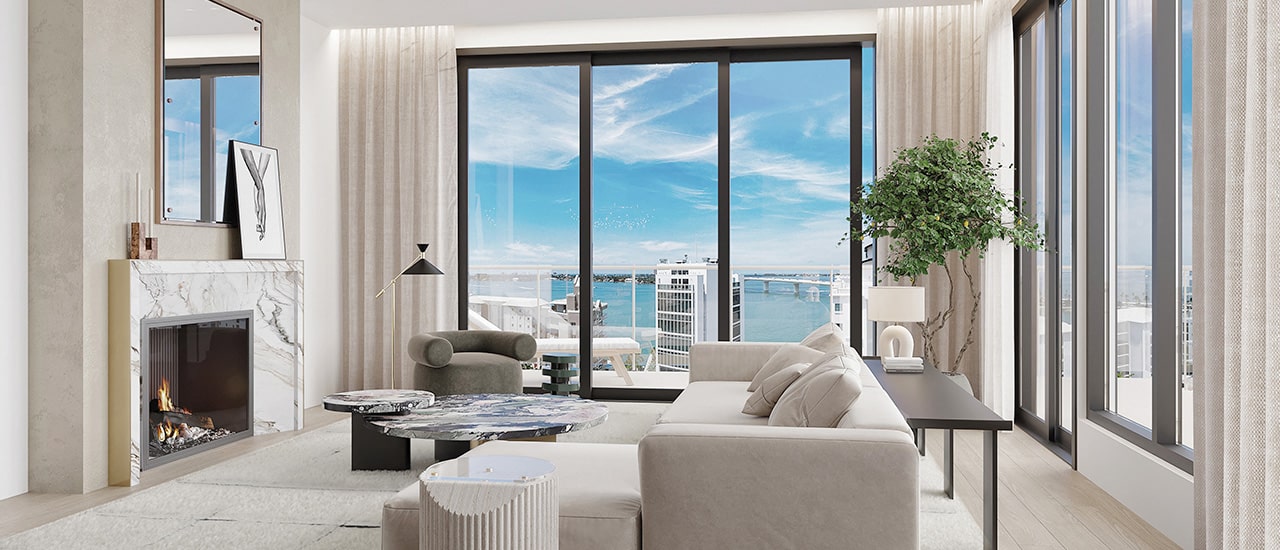 peninsula sarasota penthouse living space rendering