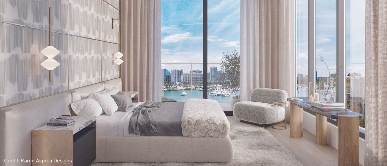 rendering of the bedroom in a Sarasota penthouse