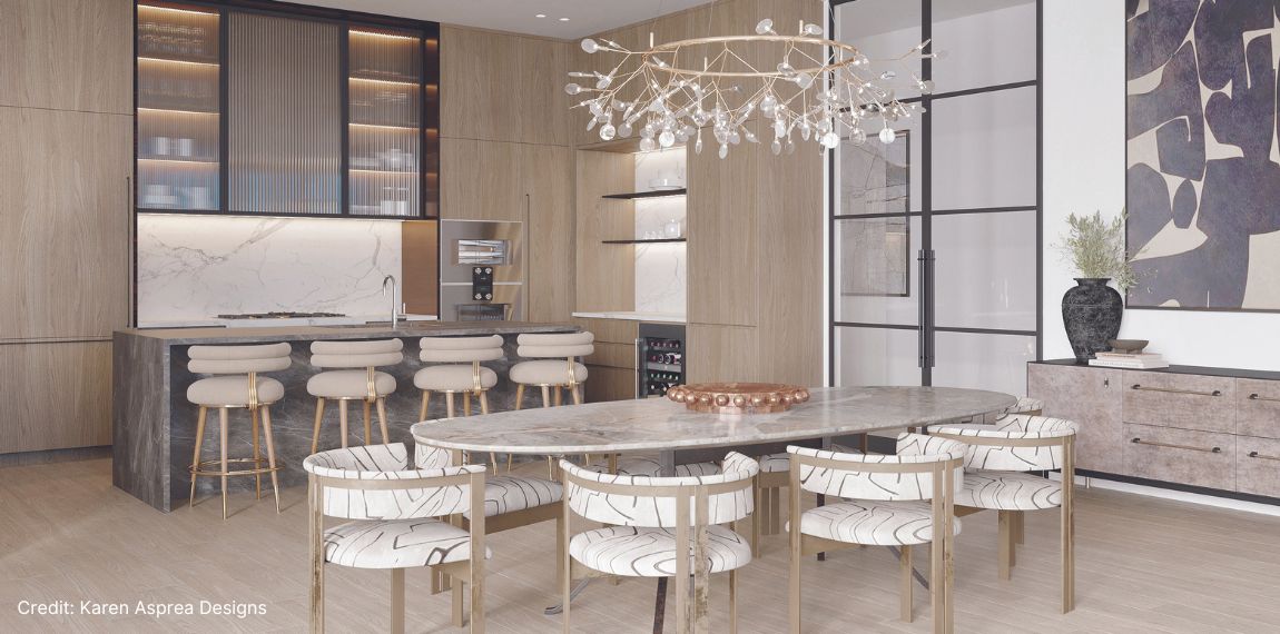rendering of the kitchen in a sarasota penthouse