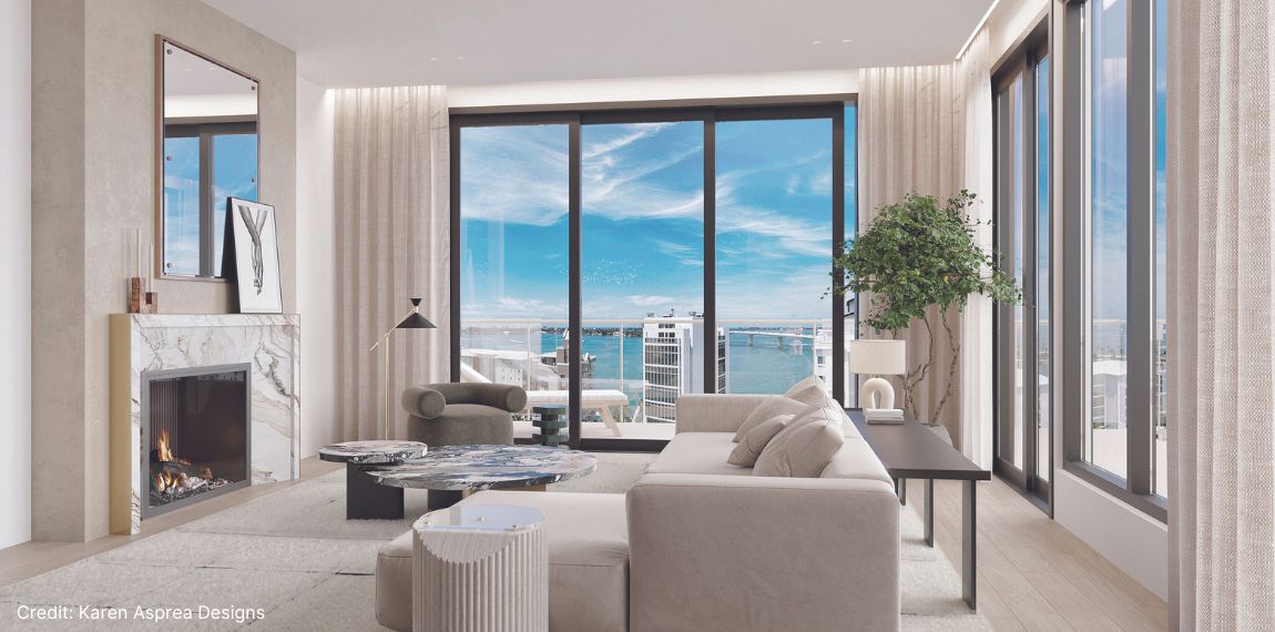 Sarasota penthouse living room rendering