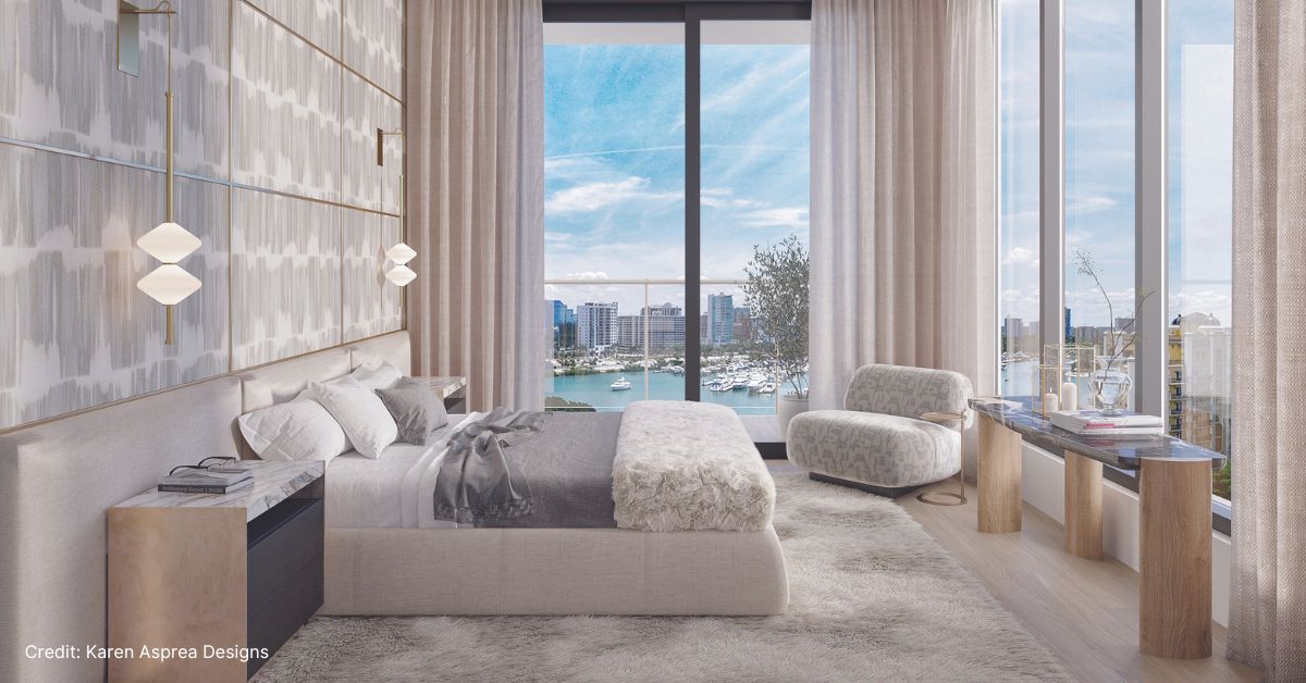 rendering of the bedroom in a Sarasota penthouse