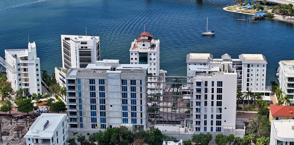 aerial of the Peninsula Sarasota Construction site