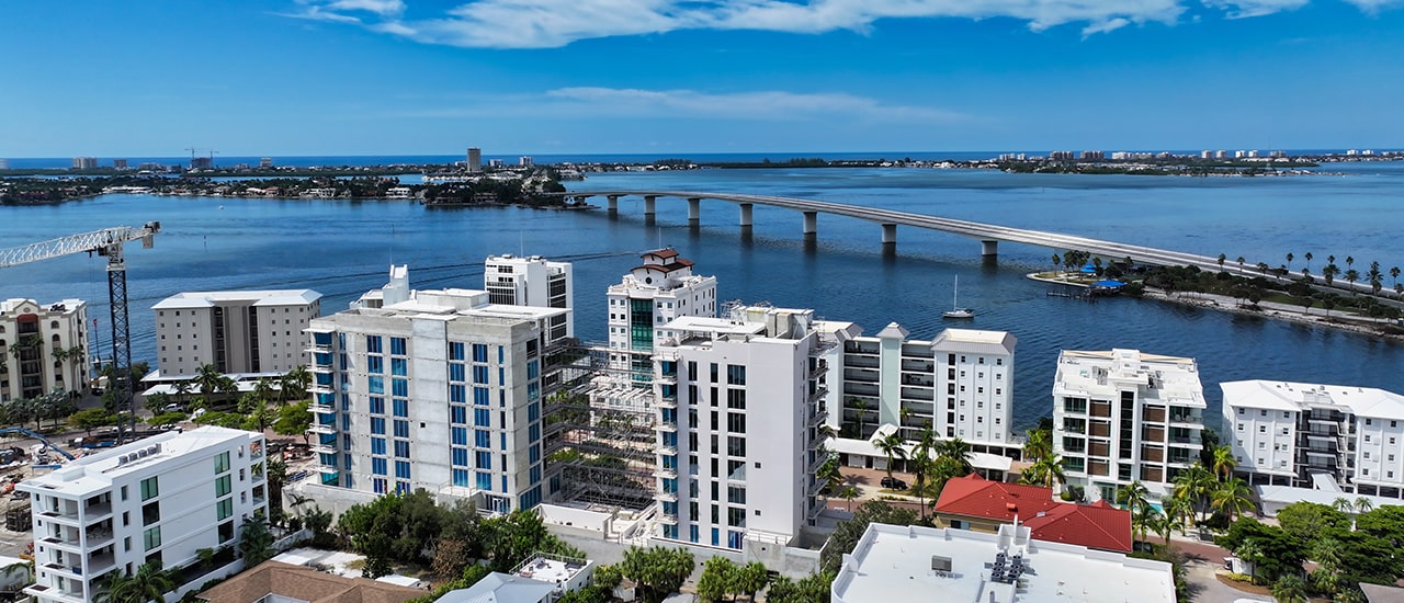 aerial of Peninsula Sarasota on Golden Gate Point